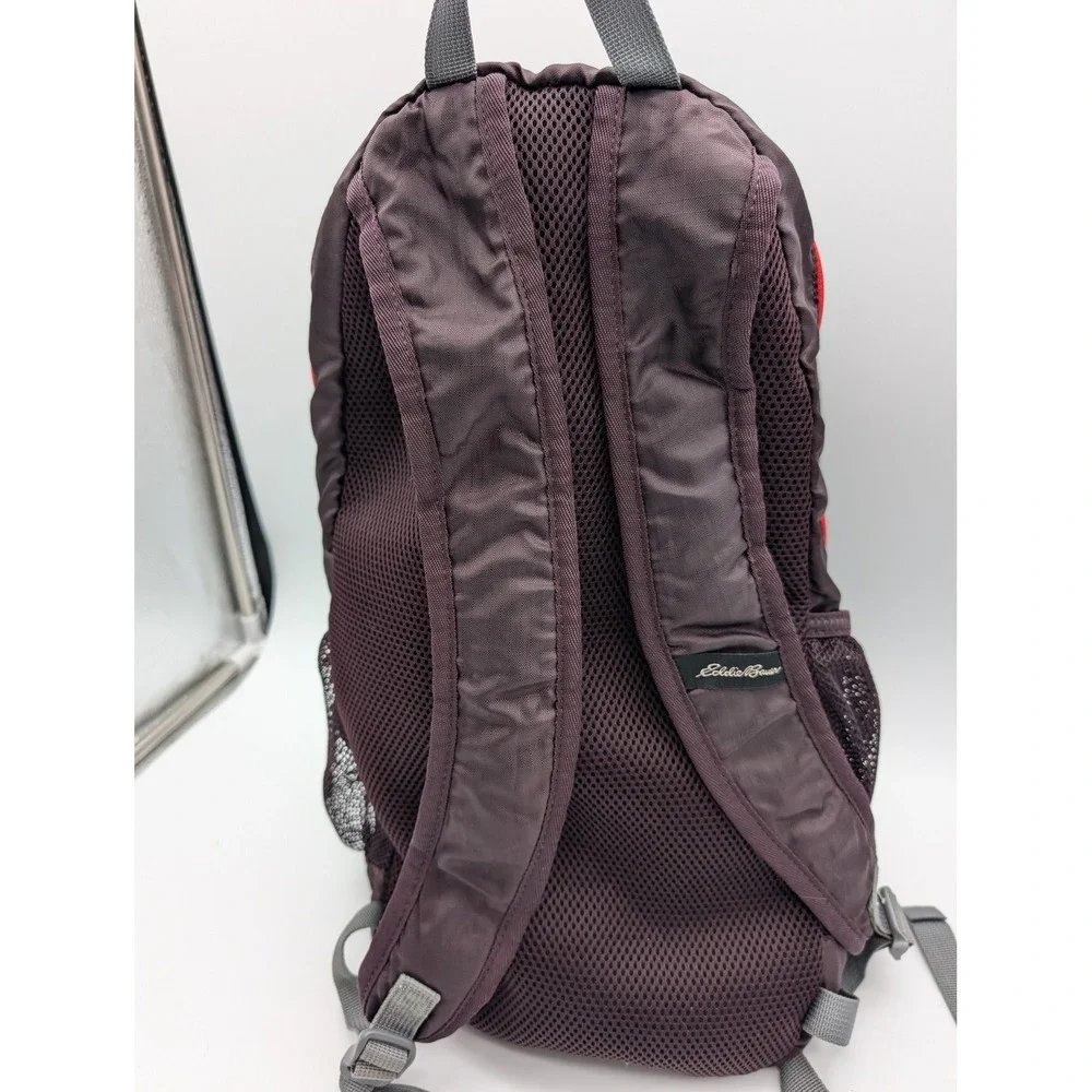 Eddie Bauer Stowaway 20L Packable Backpack Plum Purple Red Trim Ripstop Nylon